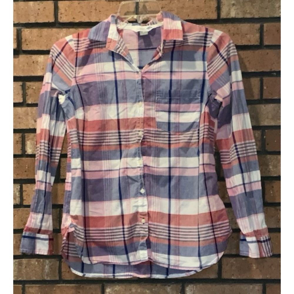 Old Navy Womens Multi Colored Button Up Flannel The Classic Shirt Size M